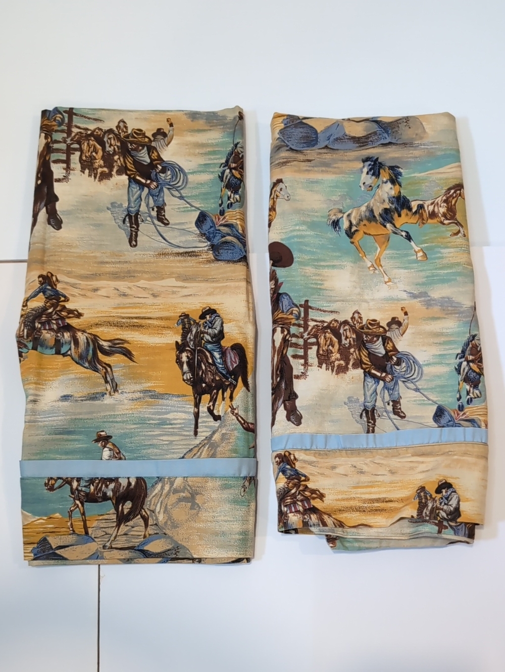 Set Of 2 Western Rodeo Pillowcases Cowboy